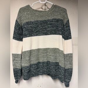 Green & White Striped Sweater